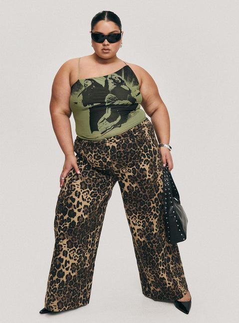 Pantar Low Rise Pants Leopard Curve Product Image