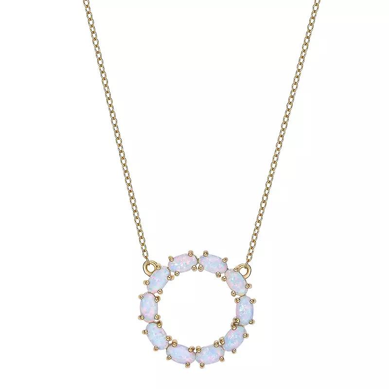 Gemminded 18k Gold over Silver Opal Circle Pendant Necklace, Womens Silver Tone Product Image