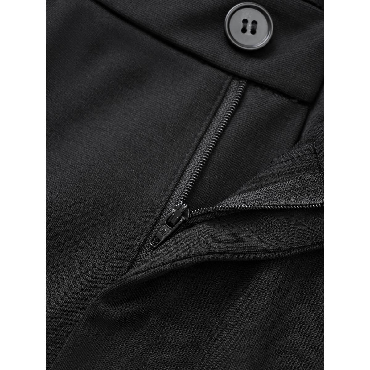 Plus Size Solid High Rise Slant Pocket Flare Leg Pants Women Black At the Office Flare Leg High Rise Work Pants BloomChic 28/5X Product Image