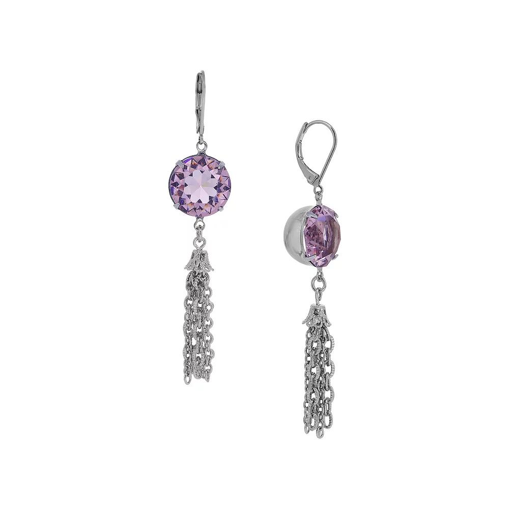 1928 Crystal Tassel Drop Earrings, Women's, Purple Product Image