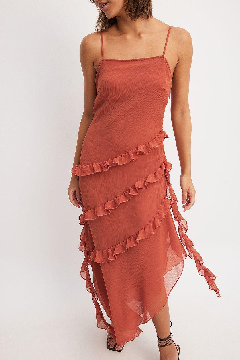 Ruffle Chiffon Midi Dress Product Image
