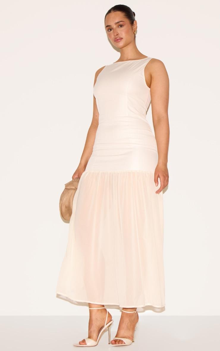 Shape Cream Boat Neck Dropped Waist Maxi Dress Product Image