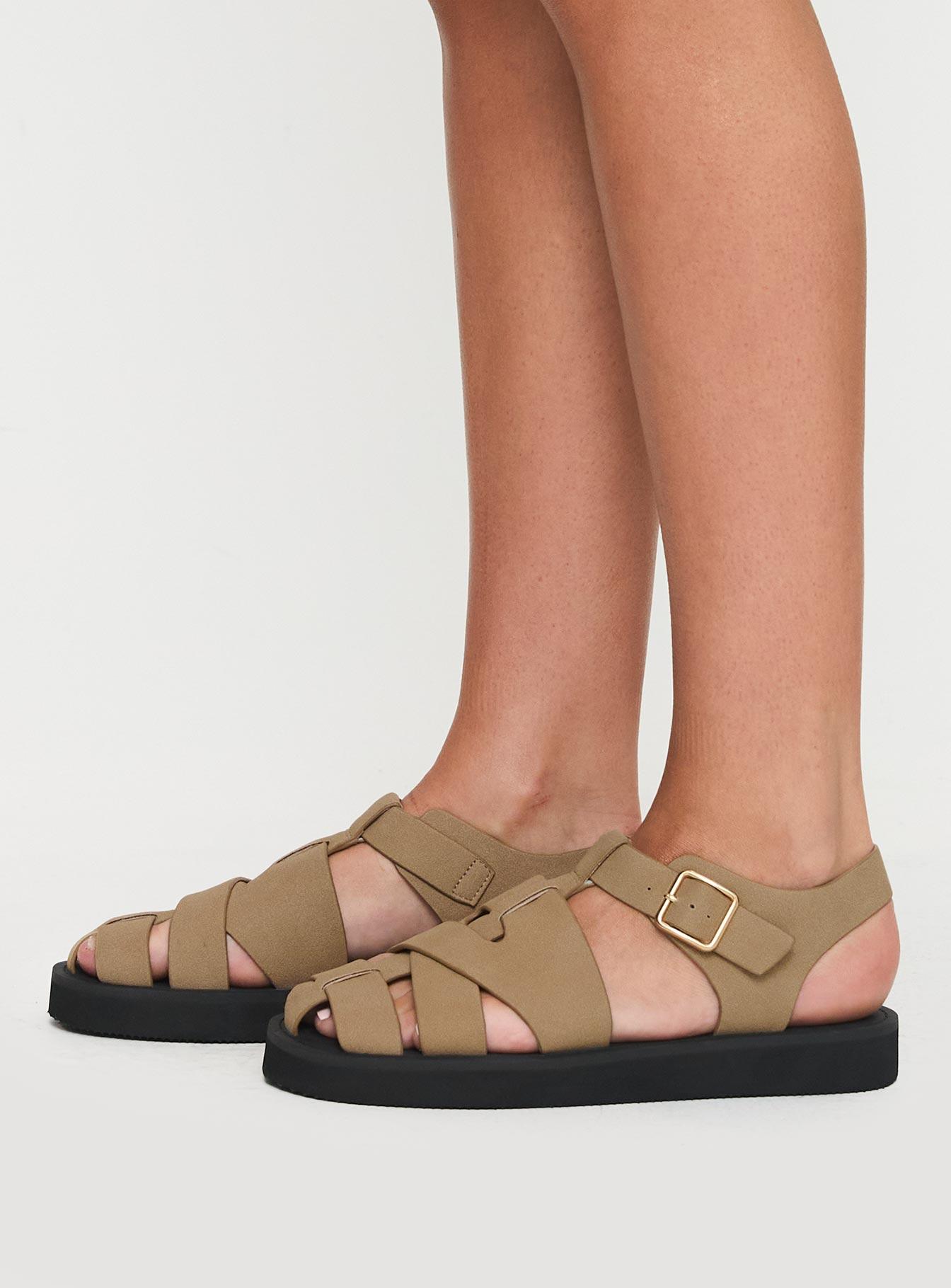 Enya Sandals Tan Faux Suede Product Image