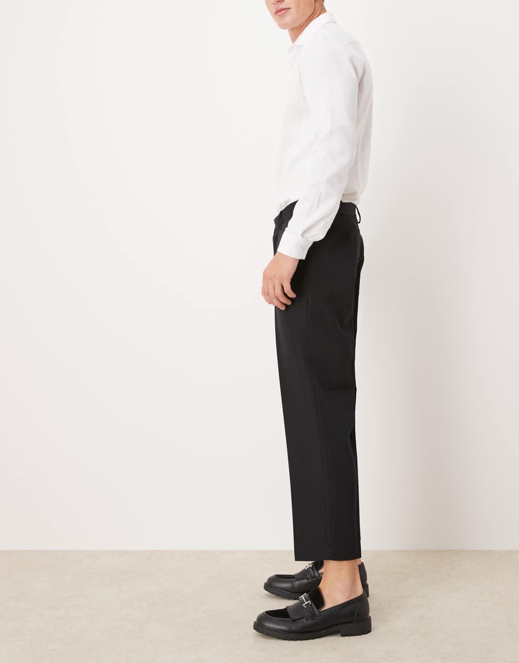 ASOS DESIGN smart straight leg cropped pants in black Product Image