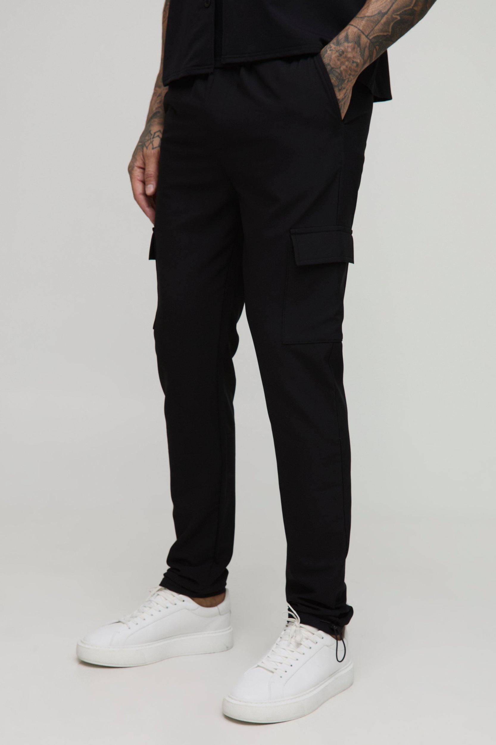 Tall Elasticated Waist Technical Stretch Skinny Cargo Trousers | boohooMAN USA Product Image