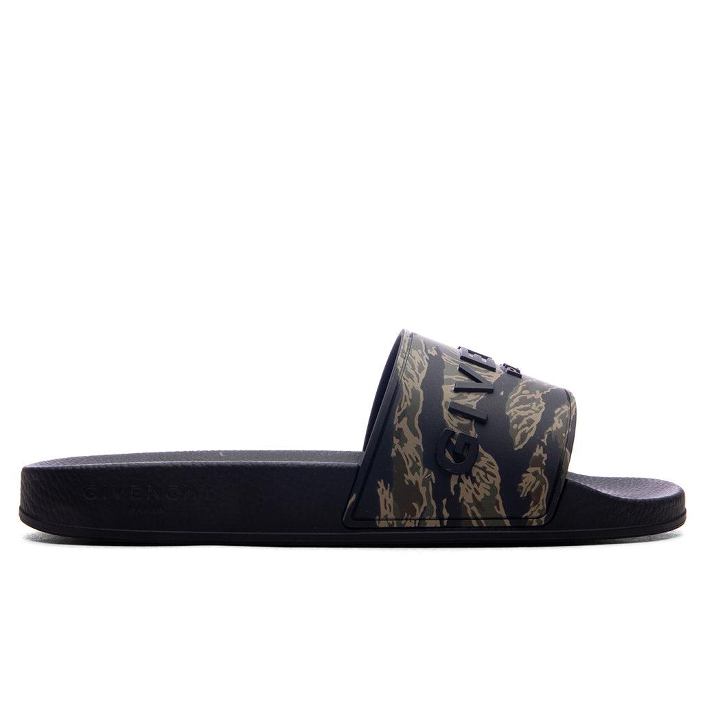 Slide Flat Sandals - Black/Khaki Male Product Image