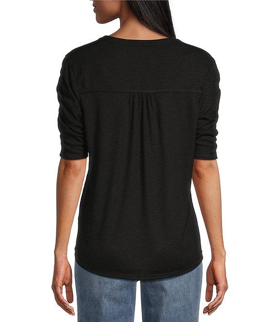 Westbound Ruched Short Sleeve V-Neck Top Product Image