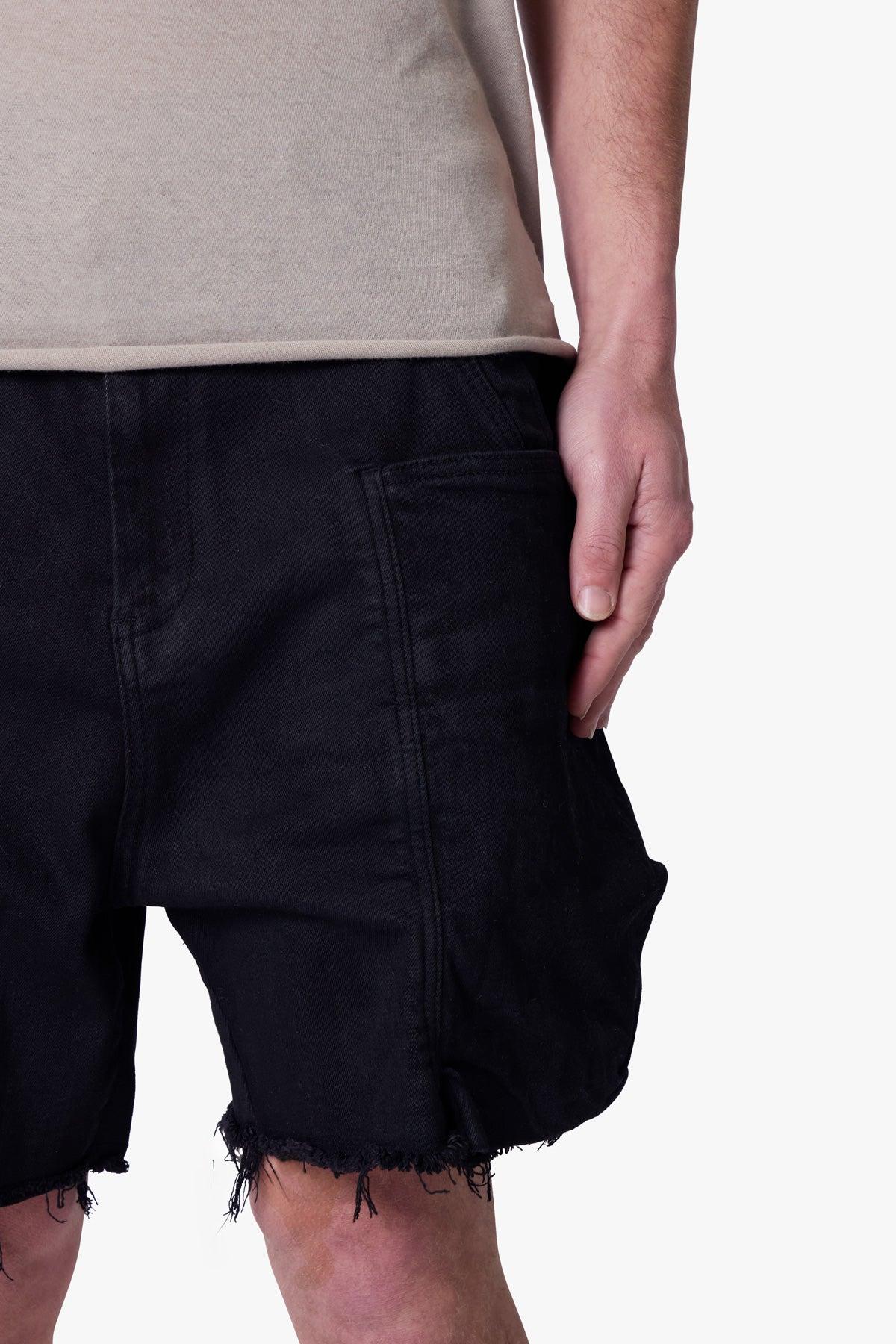 Roughed Pocket Cargo Shorts - Black Product Image