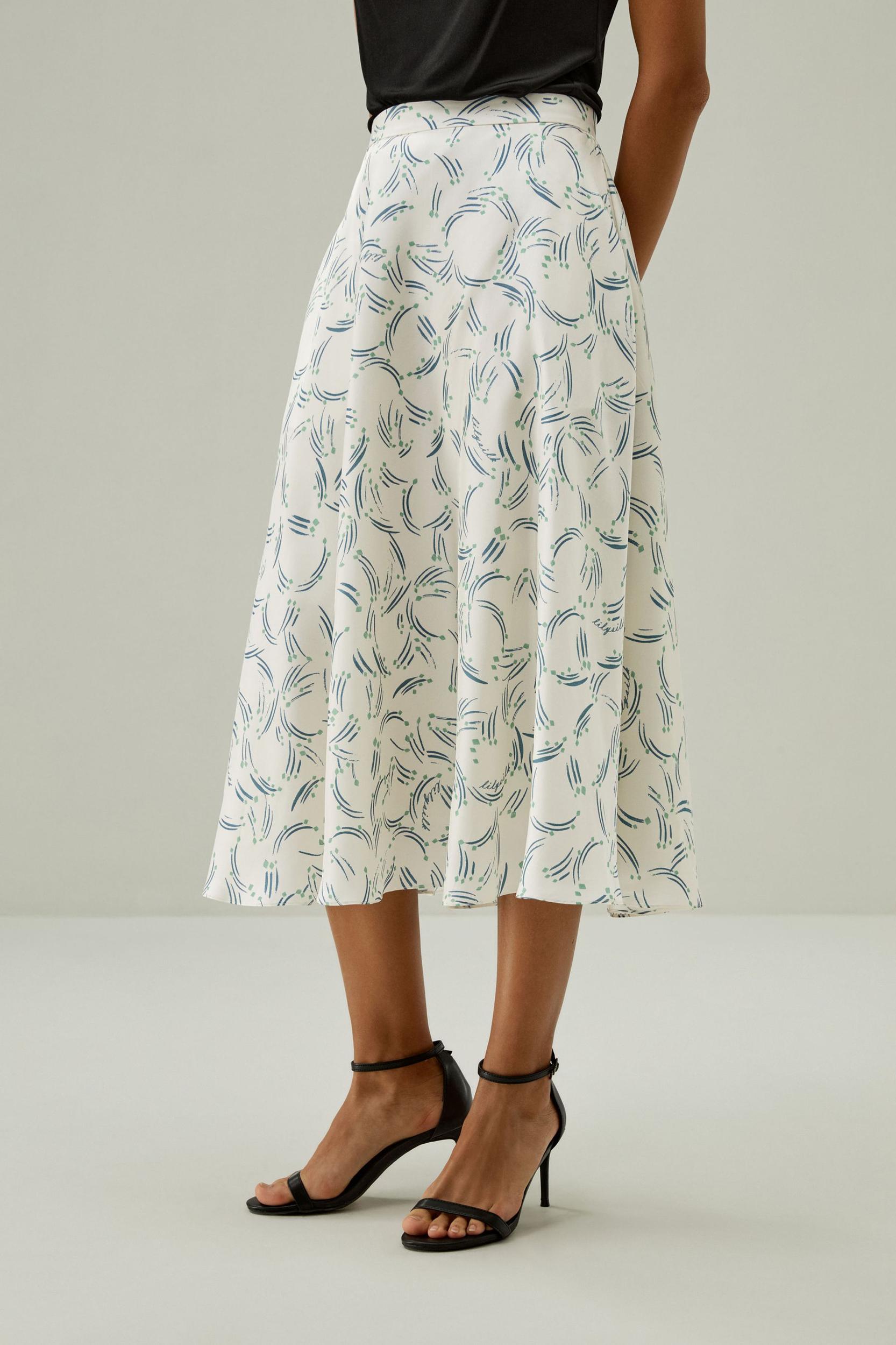 Abstract Botanical A-Line Skirt Product Image