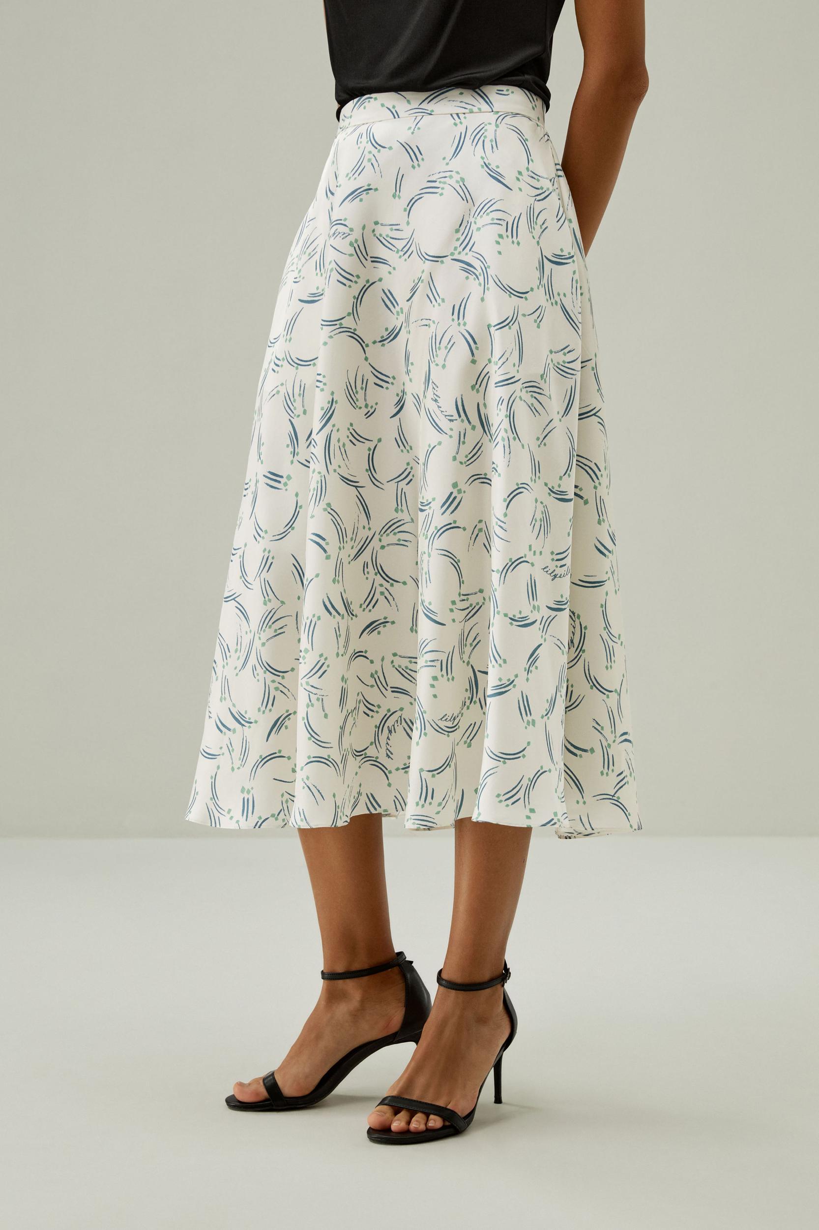 Abstract Botanical A-Line Skirt Product Image