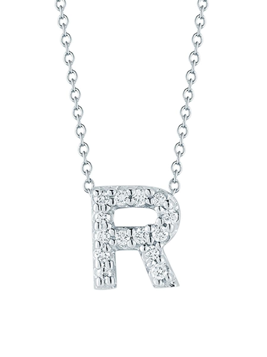 Womens Tiny Treasures 0.08 TCW Diamond & 18K White Gold Initial Necklace Product Image