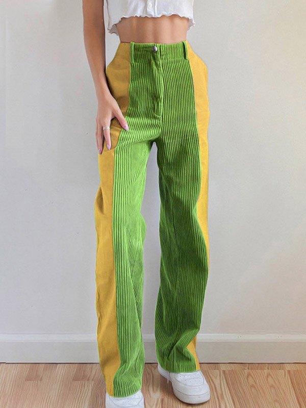Corduroy Patchwork Straight Pants Product Image