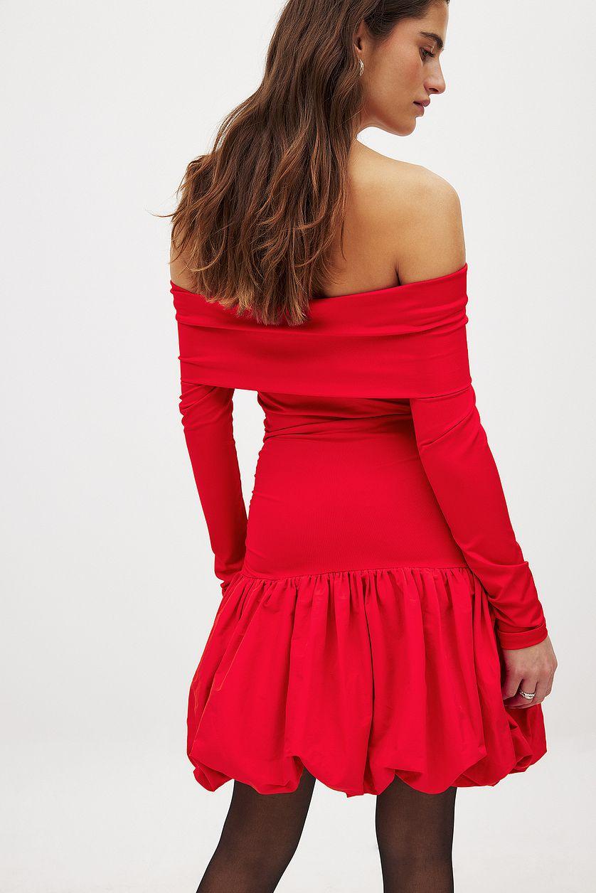 Off Shoulder Puff Mini Dress Product Image