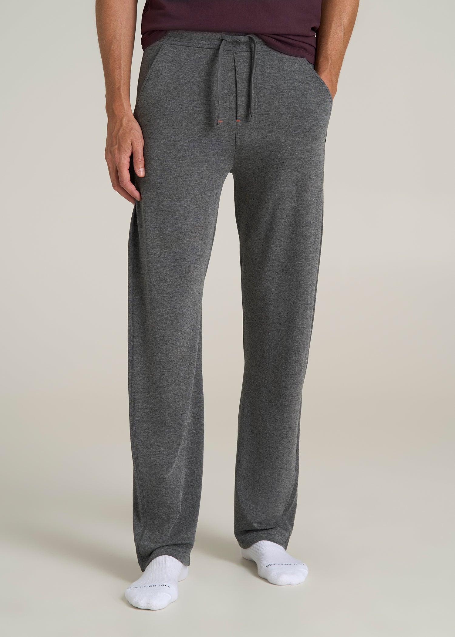 Open-Bottom Pajama Pants for Tall Men in Charcoal Mix Male Product Image