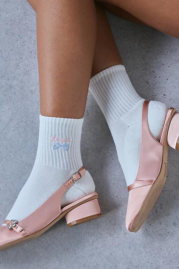 Icon Embroidered Quarter Crew Sock Womens at Urban Outfitters Product Image