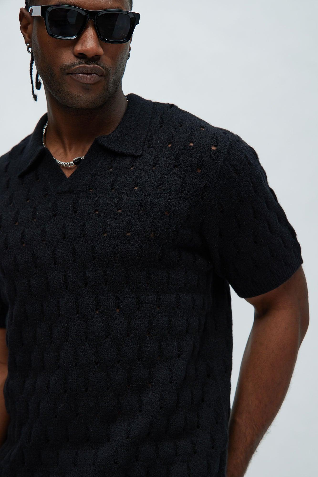 Jaxton Textured Polo - Black Product Image