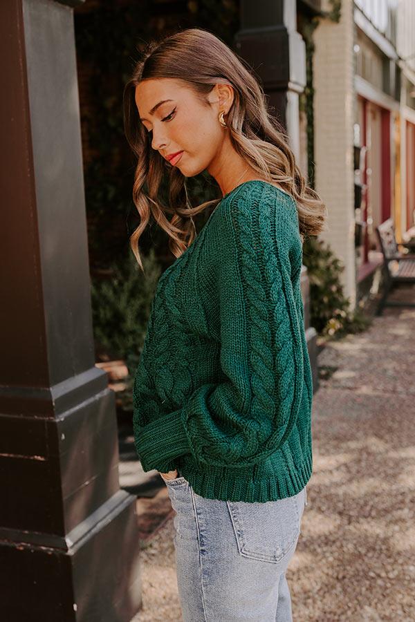 Cabin Parkway Cable Knit Sweater in Hunter Green Product Image