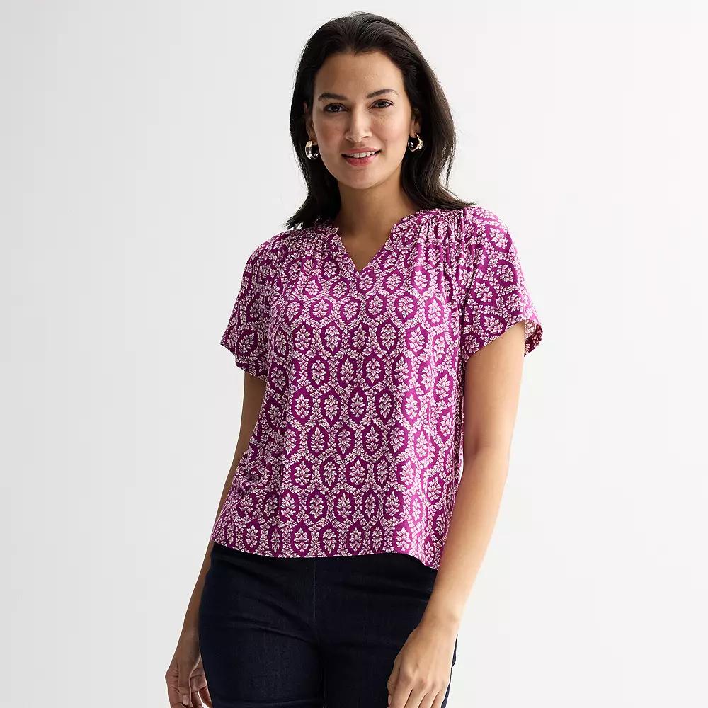 Women's Croft & Barrow® Smocked Raglan Top,  Product Image