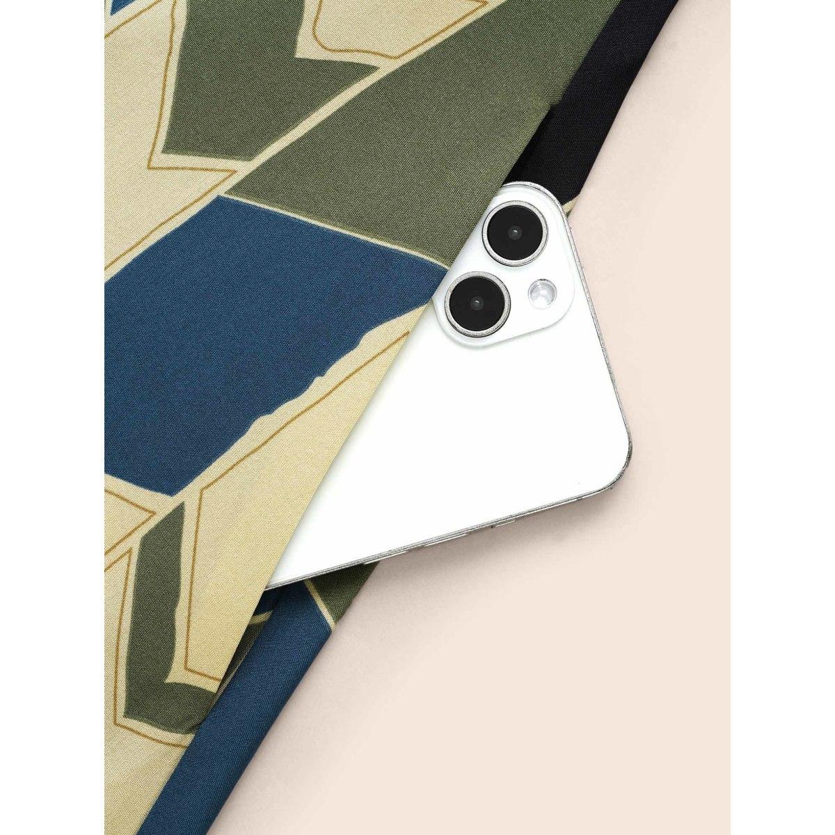 Plus Size Geometric Contrast Lantern Sleeve Dress Moss Women At the Office Belted Flat collar with V-notch Elbow-length sleeve Curvy BloomChic 12/L Product Image