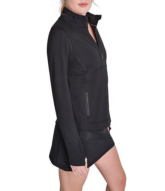 DKNY Sport by Donna Karan Coordinating Sueded Compression Funnel Neck Long Sleeve Zip Front Jacket Product Image