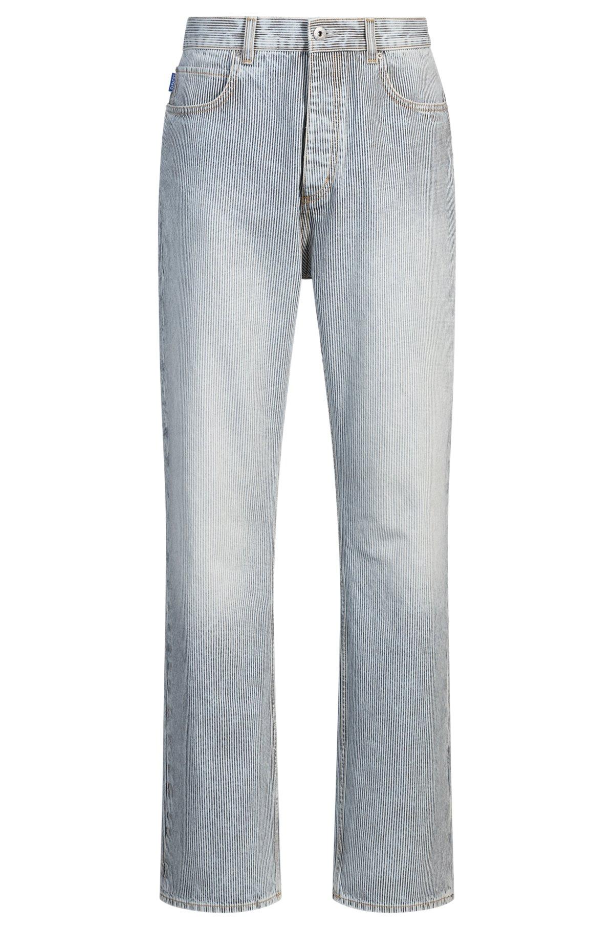 Baggy-fit jeans in striped blue denim Product Image