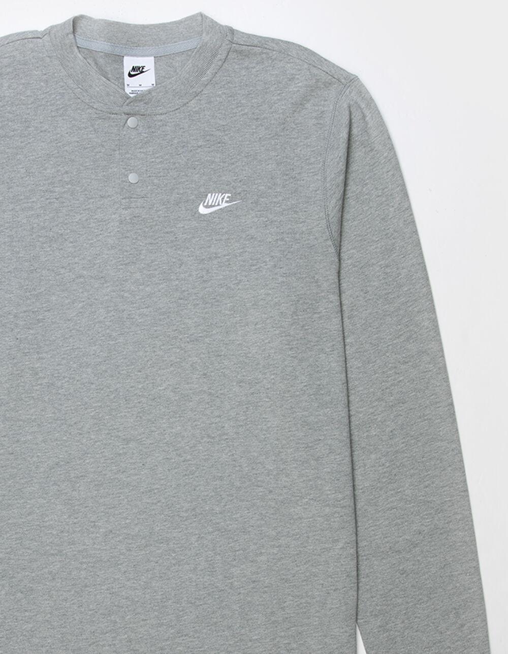 NIKE Club Mens Long Sleeve Henley Tee - HEATHER GRAY Product Image