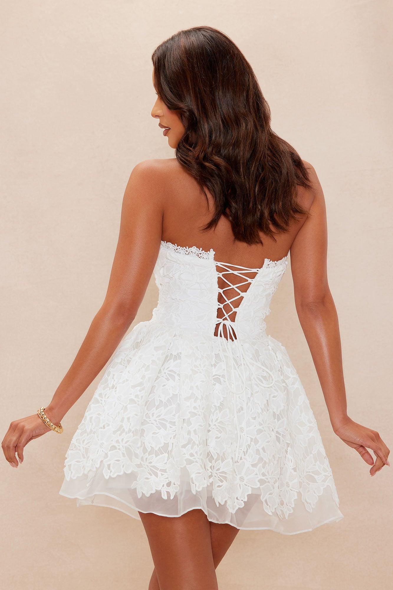 Evalina Embroidered Mini Dress - White Female Product Image