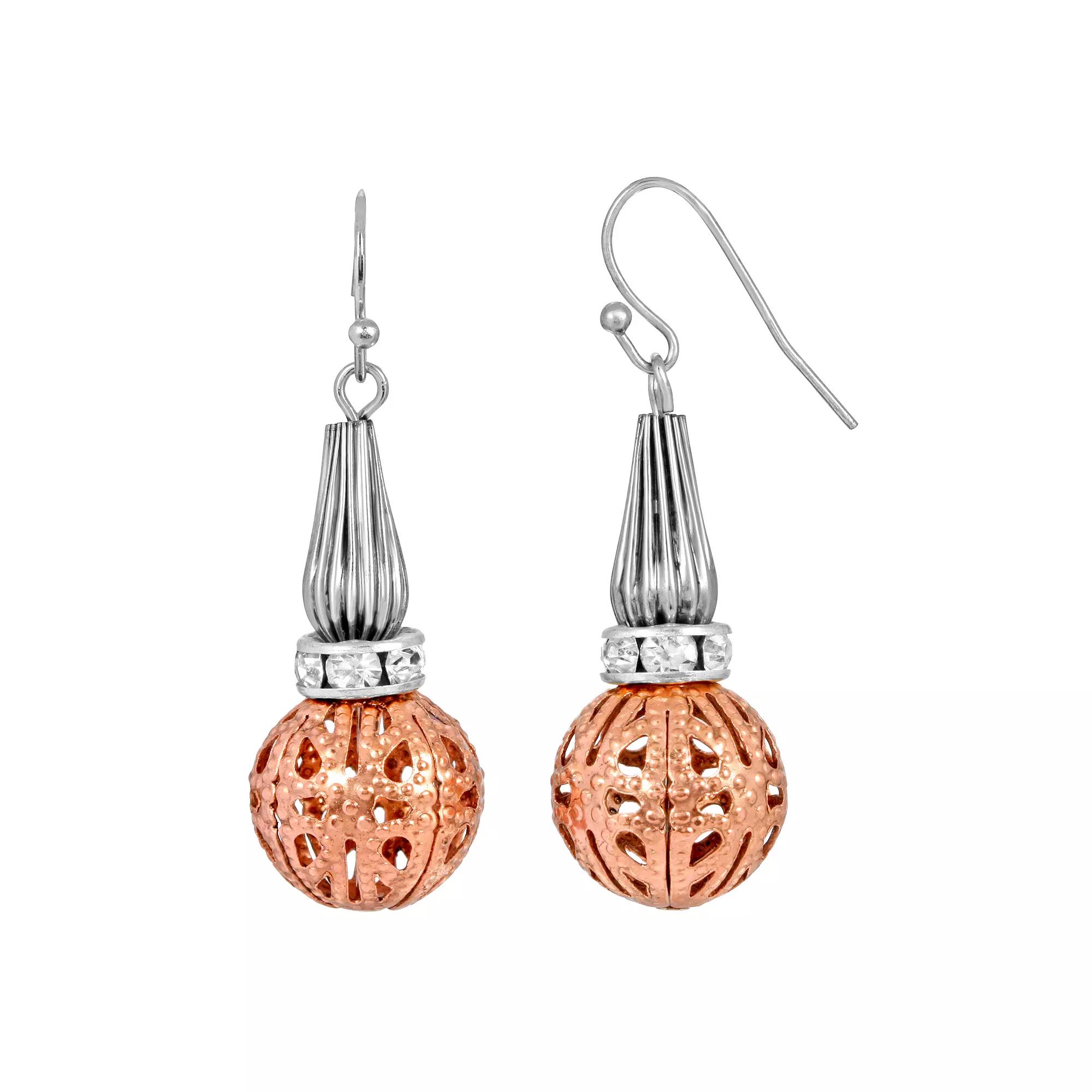 1928 Two-Tone Filigree Bead Drop Earrings, Women's, Multi Product Image