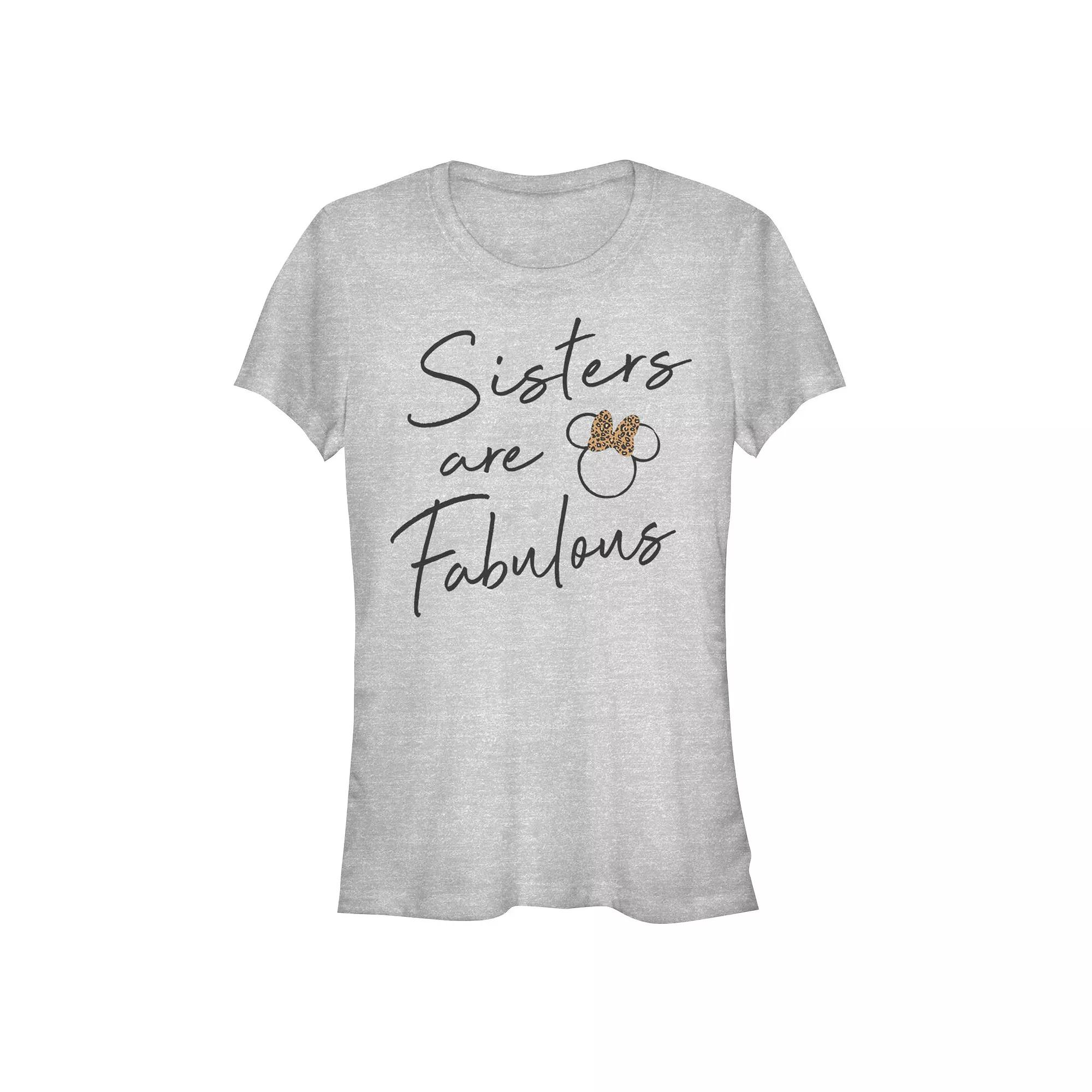 Disney Women's Minnie Sisters Are Fabulous Cheetah Print Bow Tee, Girl's,  Product Image