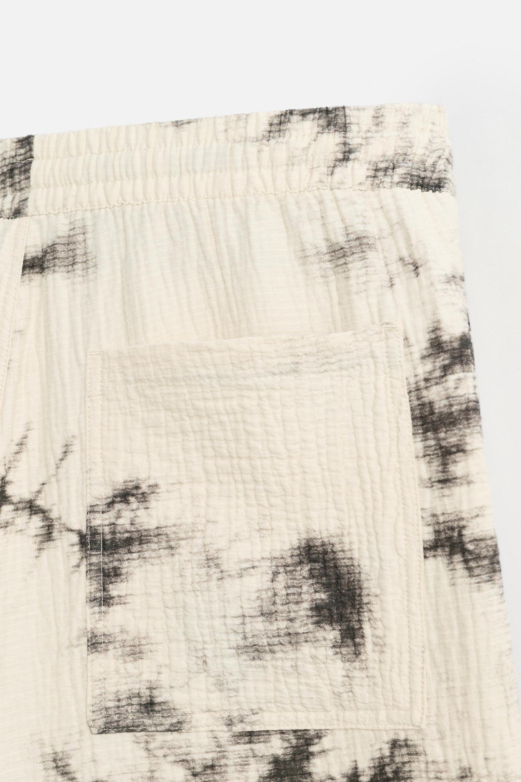 TEXTURED TIE-DYE PRINT PANTS Product Image