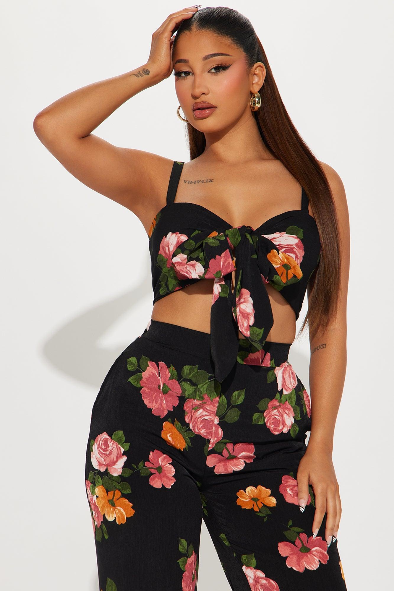 Monroe Floral Pant Set - Black/combo Product Image