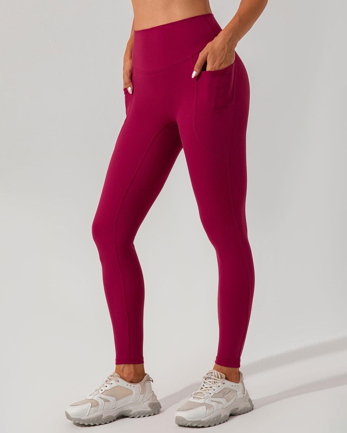 Red Quick-drying High Waisted Yoga Leggings Product Image