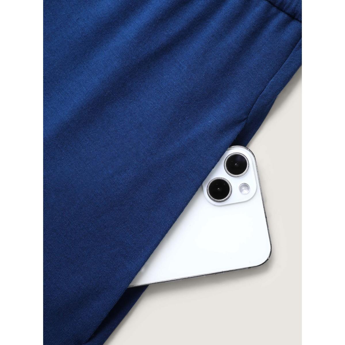 Plus Size Supersoft Cord Embroidered Drawstring Midi Dress DarkBlue Women Round Neck Short sleeve Curvy BloomChic 10/M Product Image