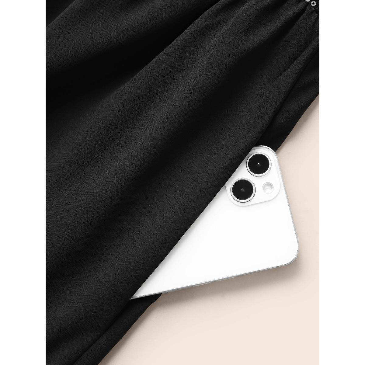 Plus Size V Neck Sequin Floral Patchwork Dress Black Women Formal Texture V-neck Sleeveless Curvy BloomChic 30/6X Product Image