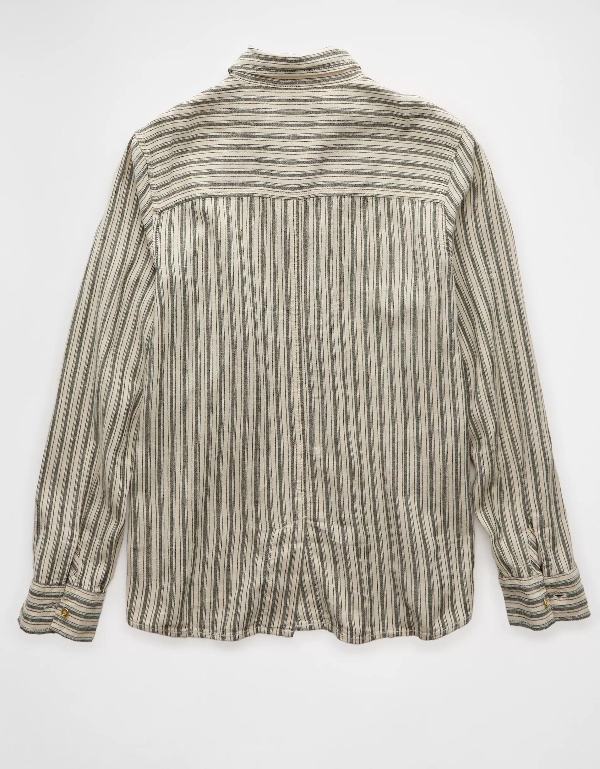 AE Weekend Vibes Linen-Blend Long-Sleeve Button-Up Shirt Product Image