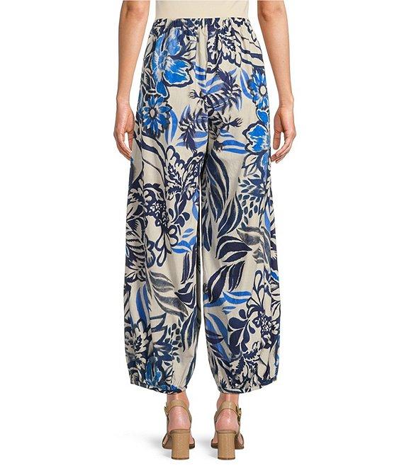 Bryn Walker Bell Isola Azzurra Print Flat Front Elastic Back Balloon Coordinating Pants Product Image