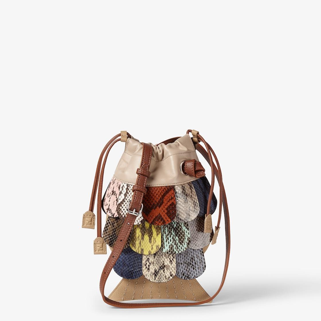 Fish BagNappa leather and multicolor elaphe patchwork bag Product Image