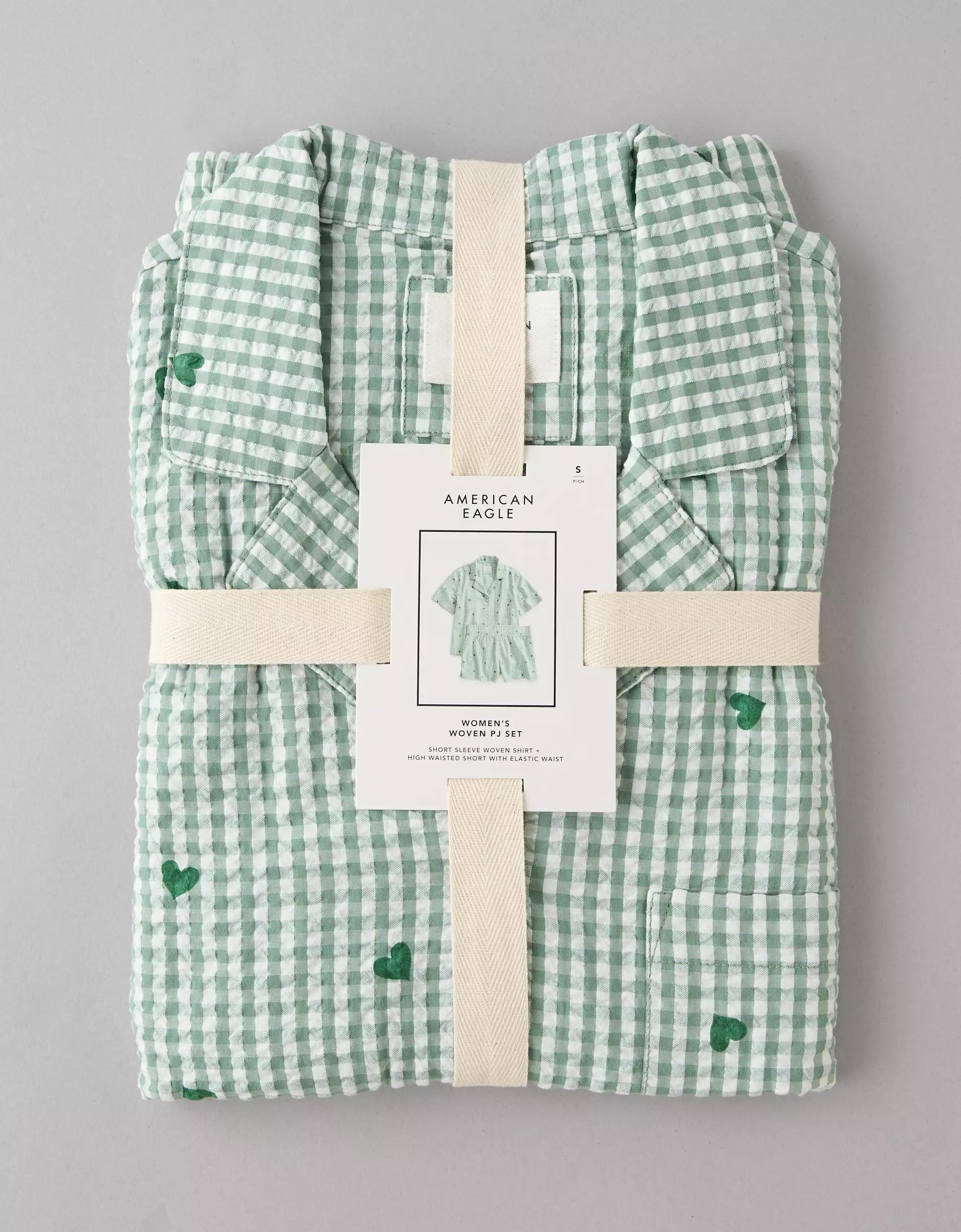 AE Gingham Hearts Seersucker PJ Set Product Image