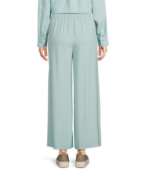 Eileen Fisher Petite Size Silk Georgette Crepe Wide-Leg Pull-On Ankle Pants Product Image