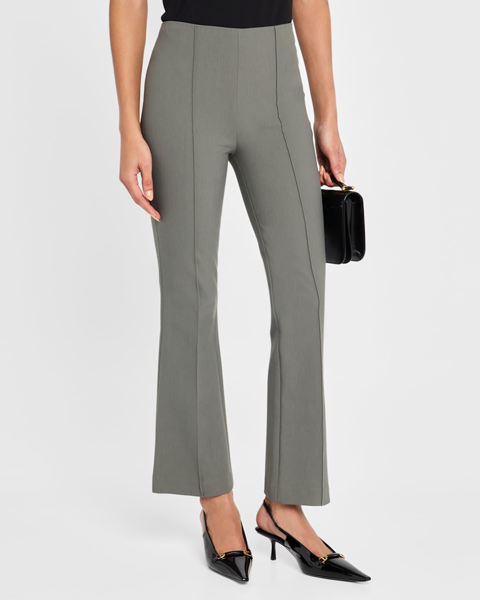 Cropped Flare-Leg Pintuck Pants Product Image