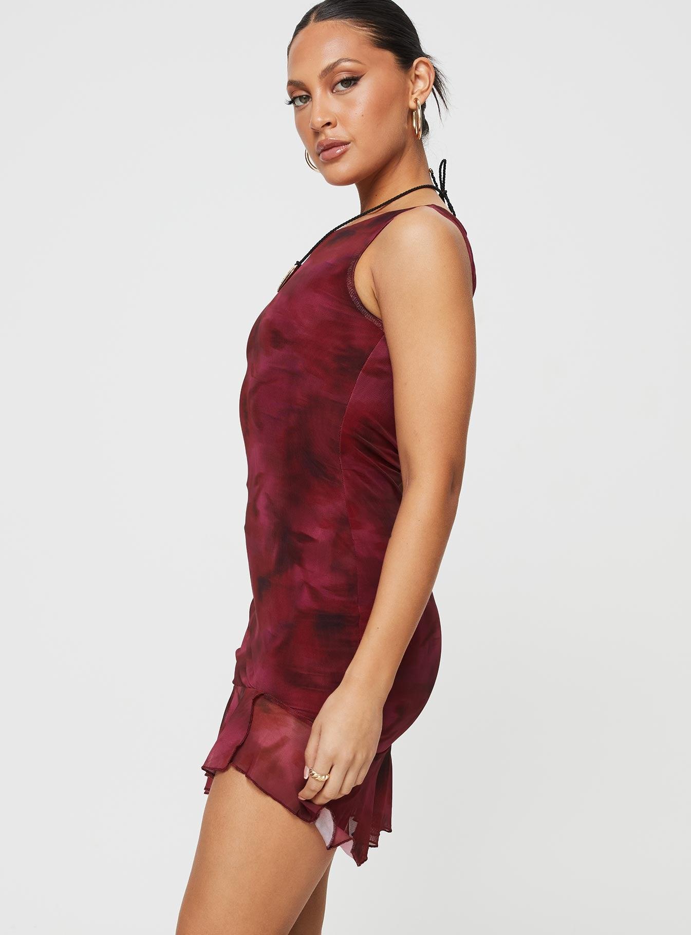 Molita Ruffle Hem Mini Dress Red Product Image