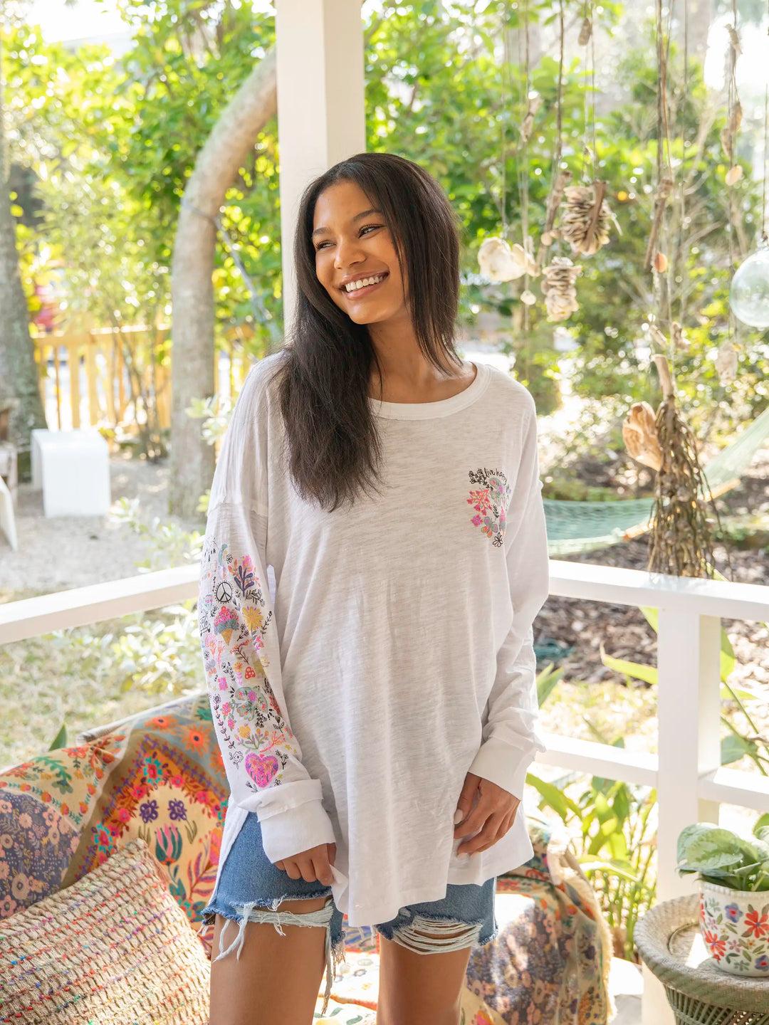 Oversized Cotton Doodle Tee - Ash Product Image