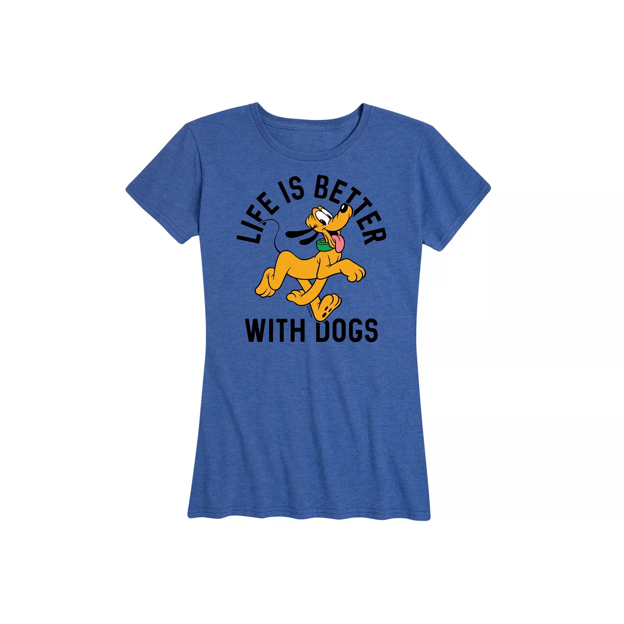 Disney's Pluto Women's Life Is Better With Dogs Graphic Tee,  Product Image