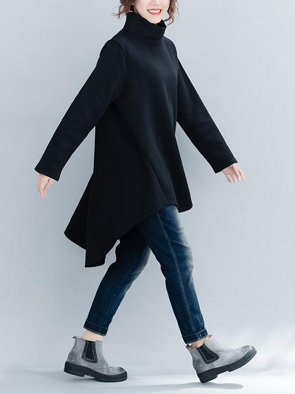 Loose Turtleneck Cropped Sweatshirt Product Image