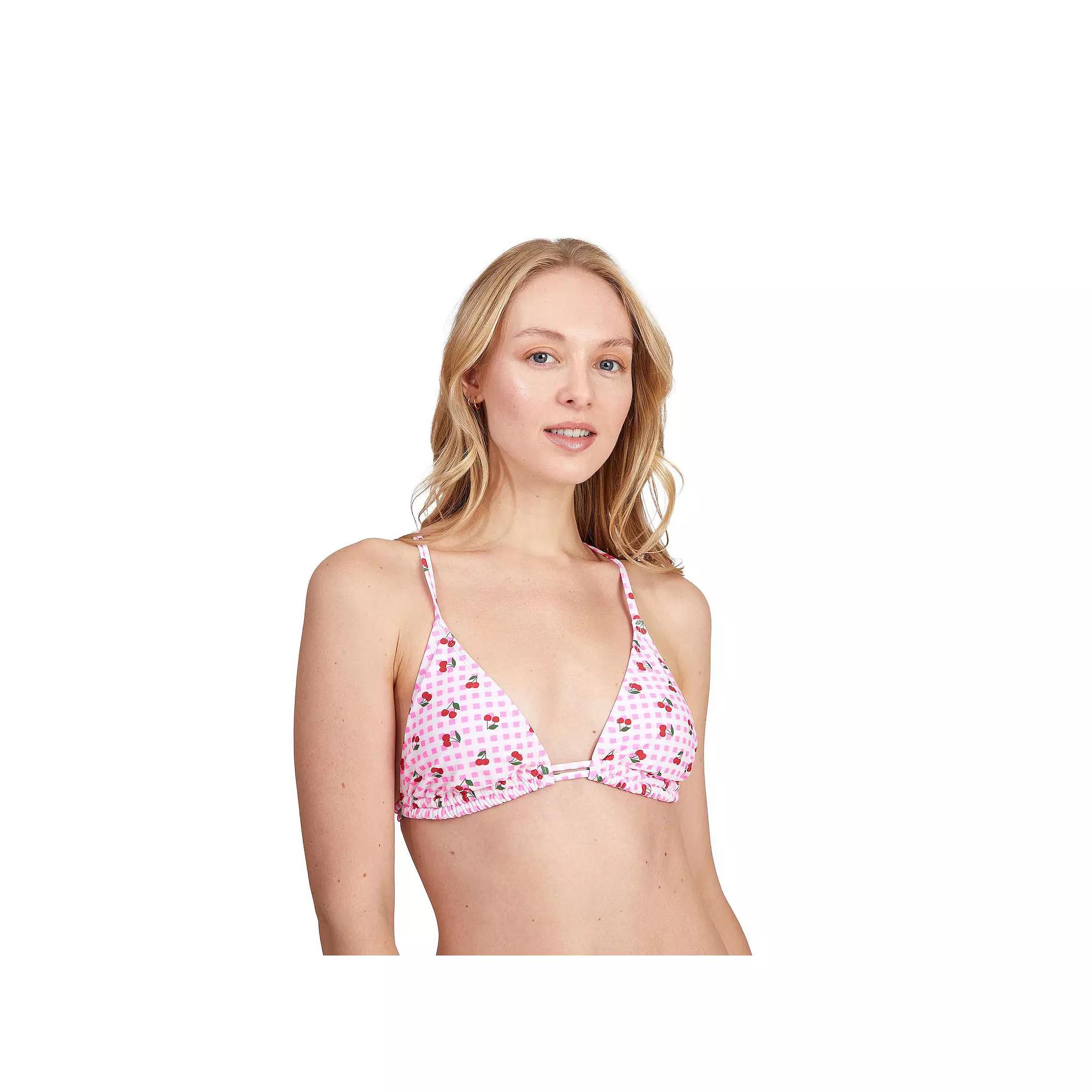 Juniors' Cyn & Luca Cherries Tess Triangle Bikini Top, Women's,  Product Image