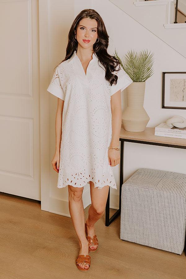 Smiles And Sorbet Eyelet Mini Dress in White Product Image