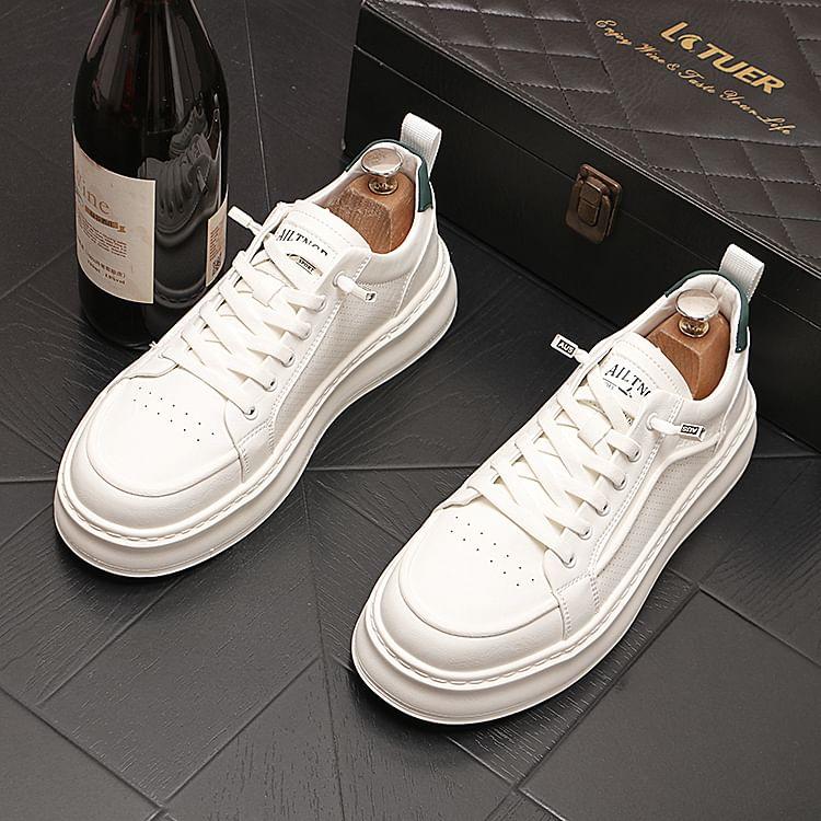 Lettering Lace-Up Platform Sneakers Product Image
