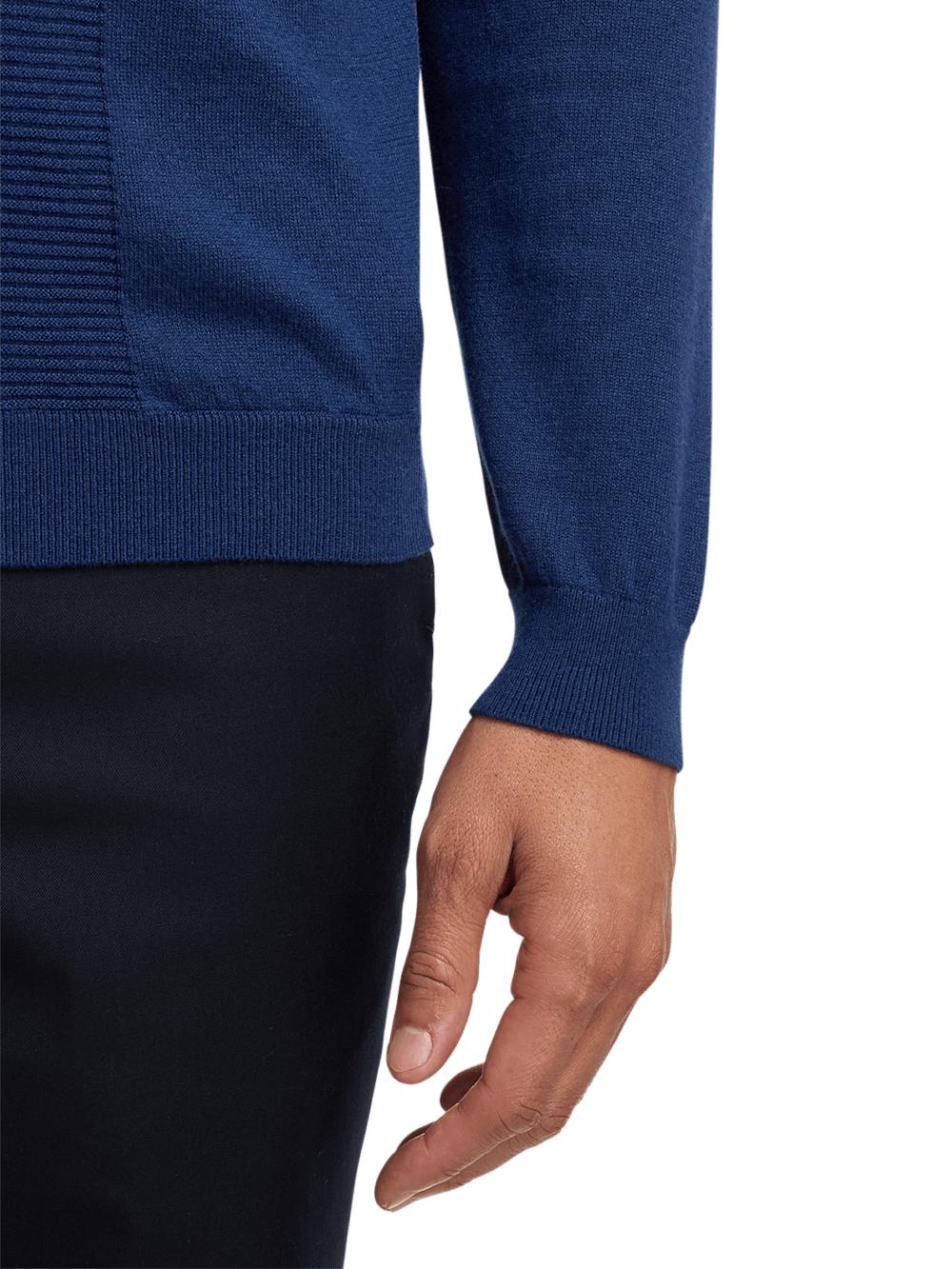 Silk Cotton Cashmere Full Zip Polo - Navy Product Image