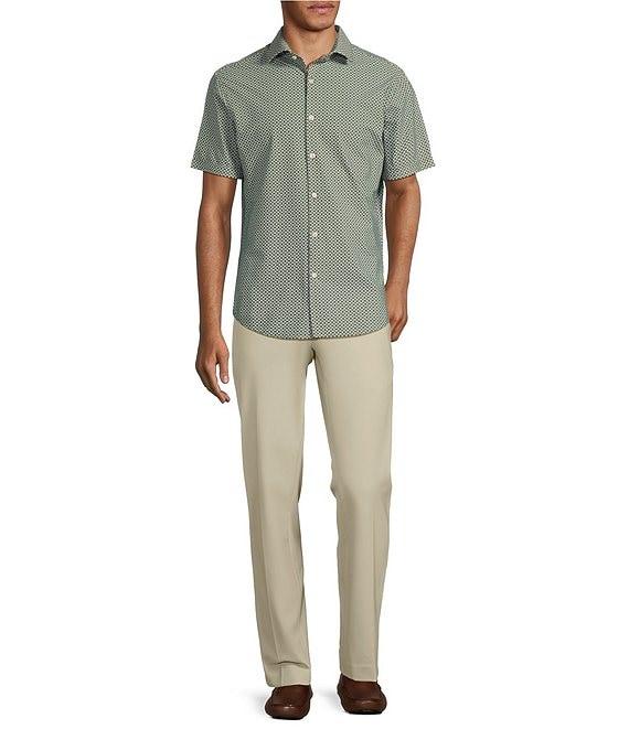 Murano Collezione Slim Fit Square Print Performance Stretch Short Sleeve Woven Shirt Product Image