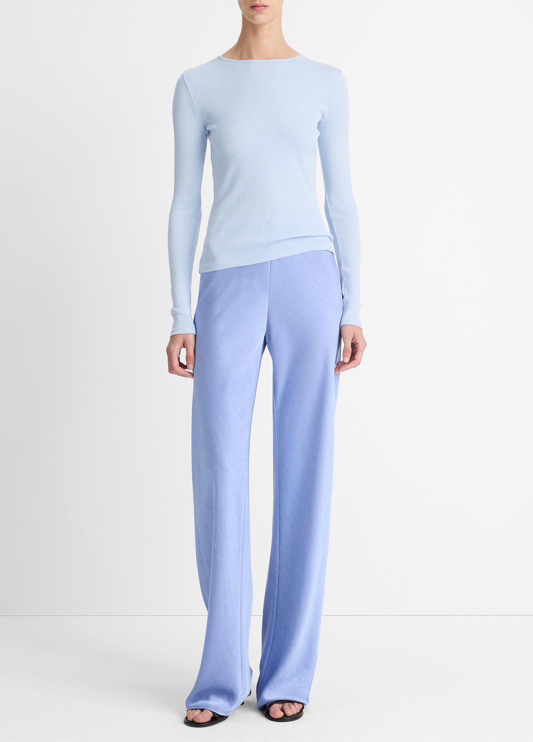 Ribbed Pima Cotton Long-Sleeve T-Shirt Product Image